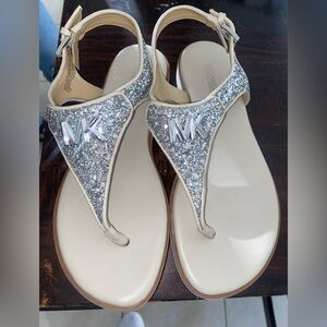 KORS Michael Kors Silver Glitter Sandals
